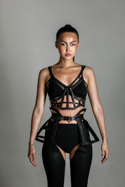 Jas Leather Cage Skirt & Studded Leather Top Bundle