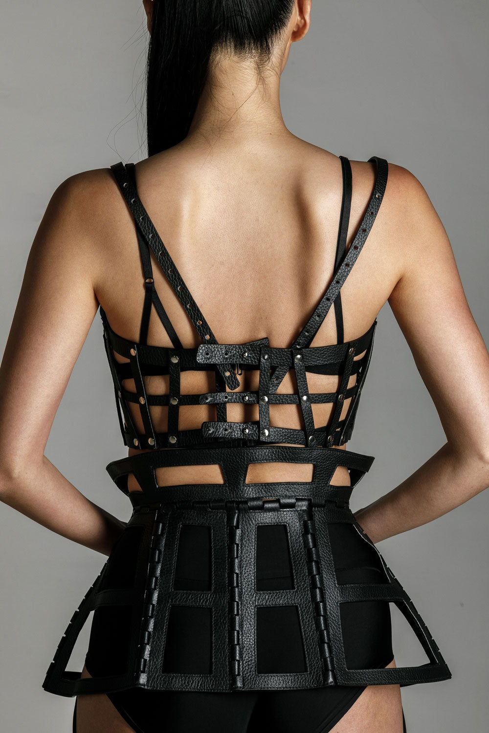 Jas Leather Cage Skirt & Studded Leather Top Bundle