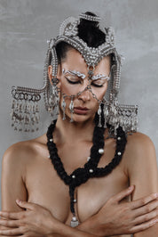 Jas Modular Headpiece System w/Face Chain in Pearl