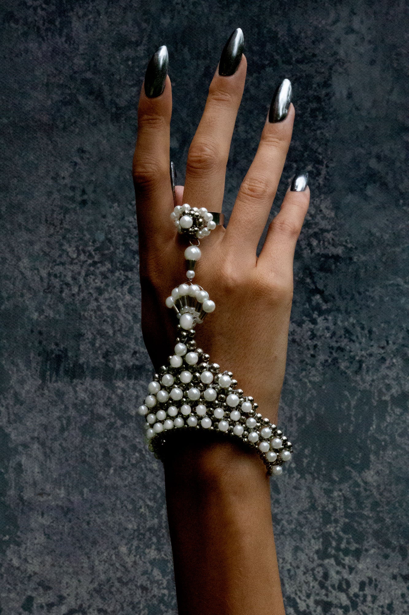 Mata Hari Ring & Hand Jewelry in Pearl