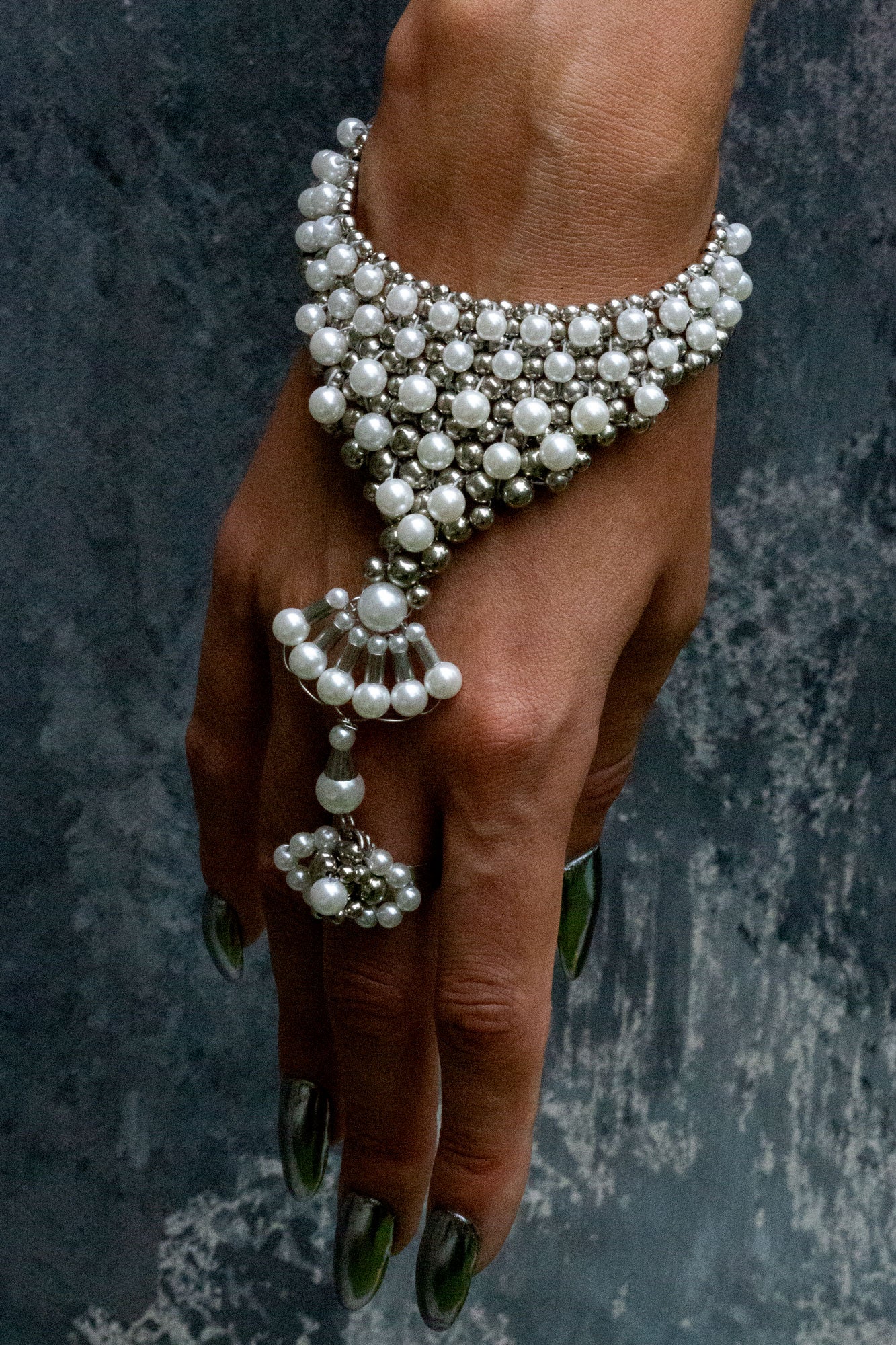 Mata Hari Ring & Hand Jewelry in Pearl