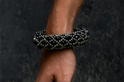 Nyx Cross-Beaded Cuff in Jet Black