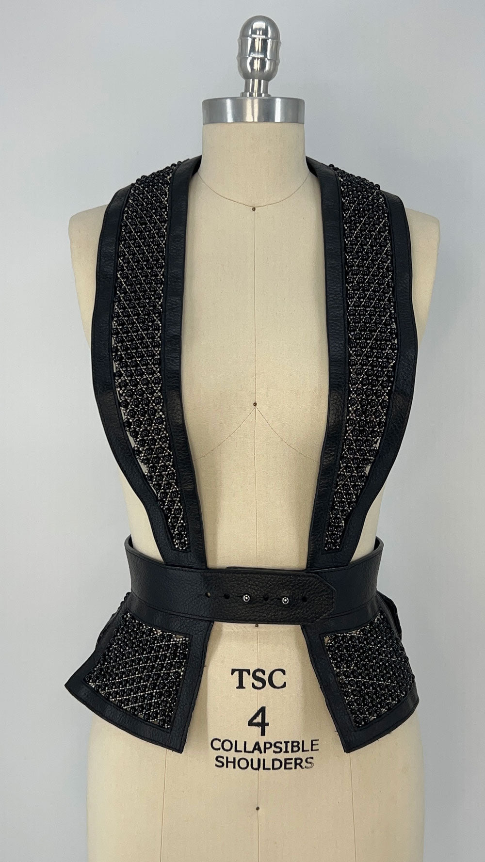 Dietrich Leather & Beaded Tuxedo Corset