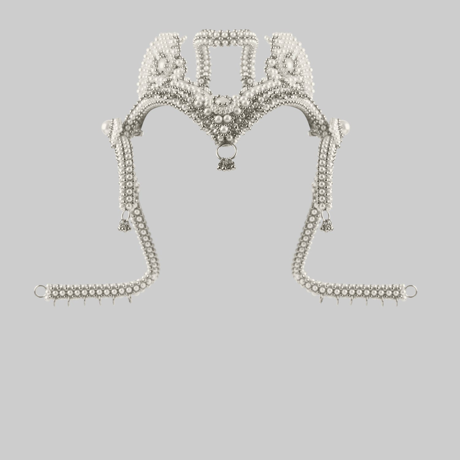 Jas Modular Headpiece System w/Face Chain in Pearl