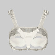 Khutulun Modular Top in Pearl with White Leather Balconette Bra