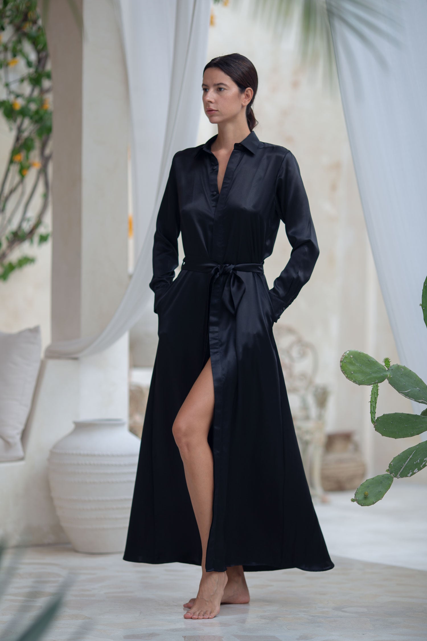 Long sleeve silk dress online