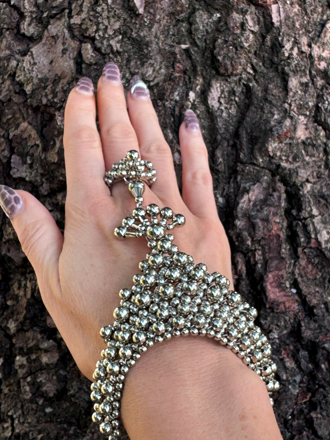 Mata Hari Ring & Hand Jewelry, Silver