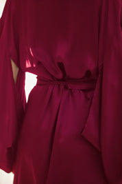 Mineko Long Silk Kimono, Burgundy