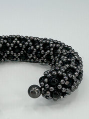 Nyx Cross-Beaded Cuff in Jet Black