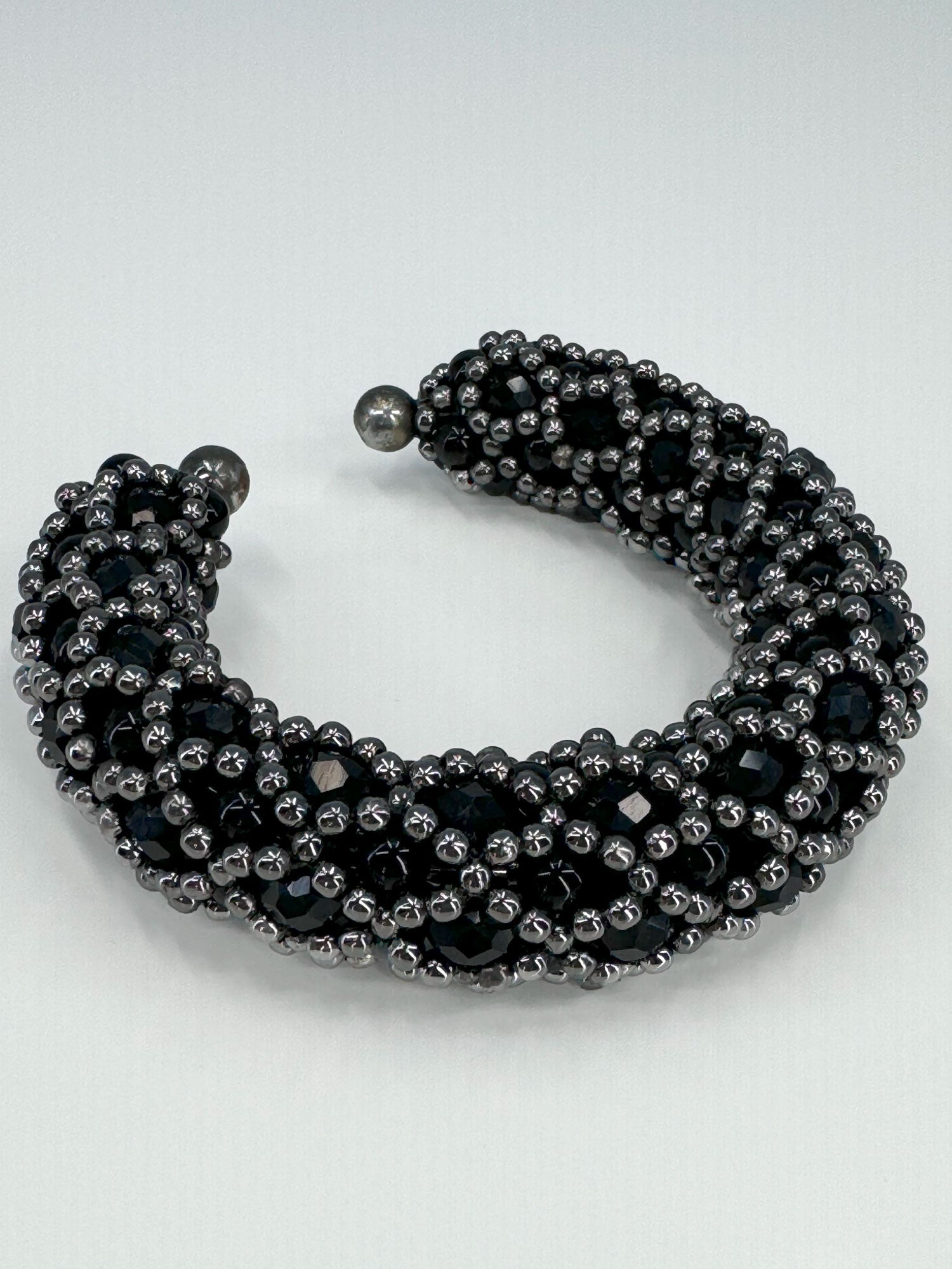 Nyx Cross-Beaded Cuff in Jet Black