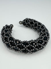 Nyx Cross-Beaded Cuff in Jet Black