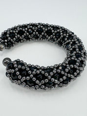 Nyx Cross-Beaded Cuff in Jet Black