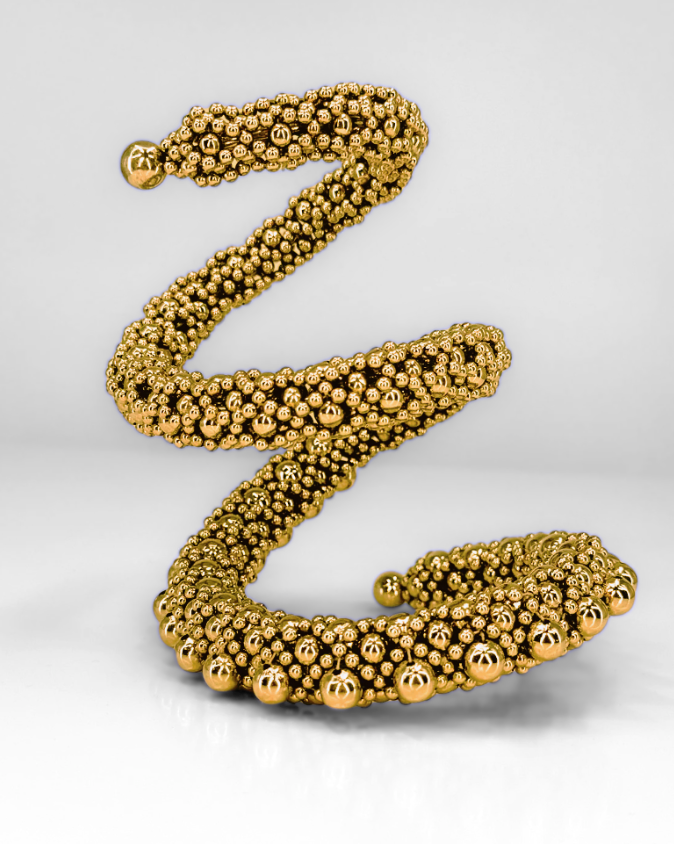 Zetian Beaded Spiral Cuff in Gold